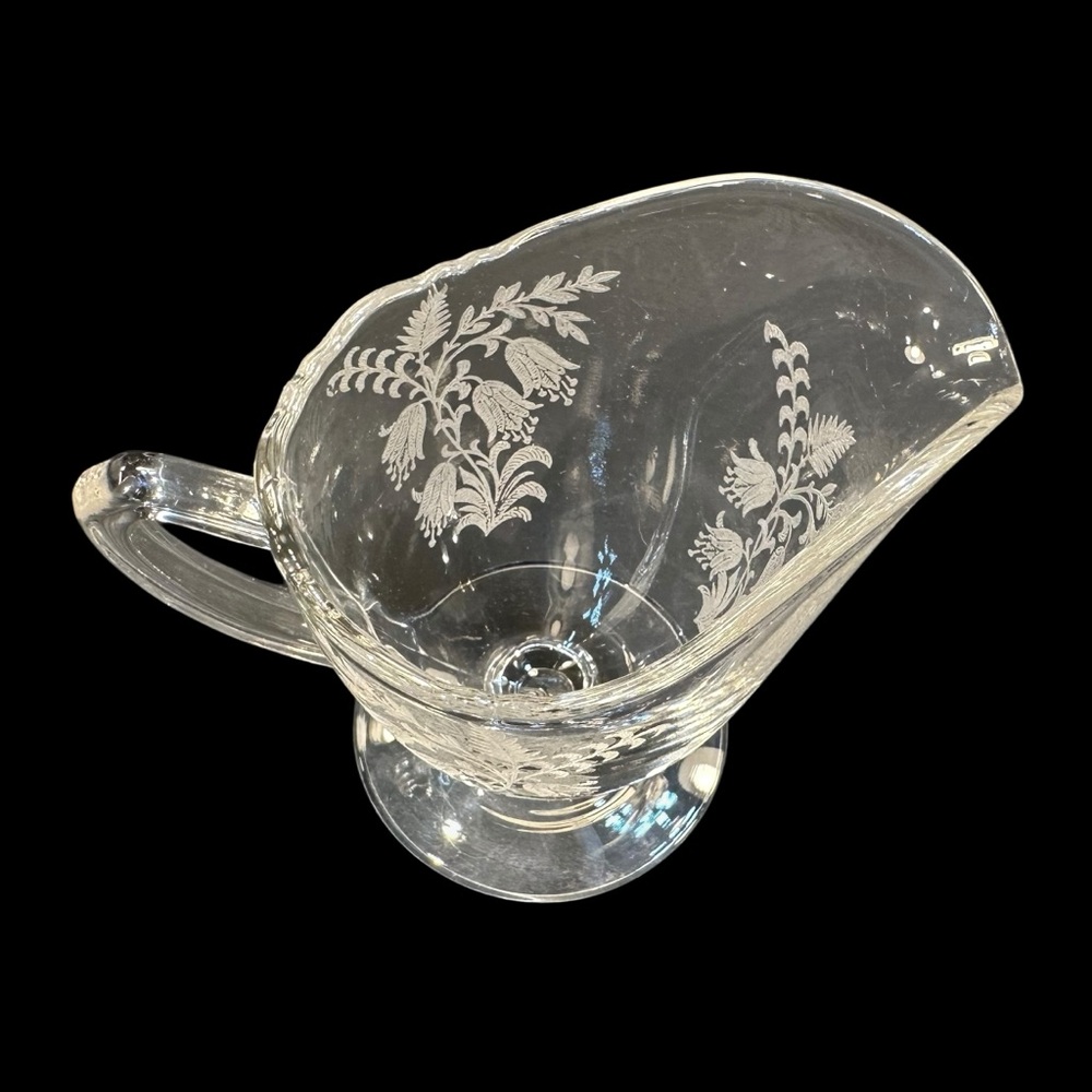 Vintage Tiffin Fuchsia Cream Sugar Etched Crystal Vintage Tea Coffee Serveware - Picture 8 of 11